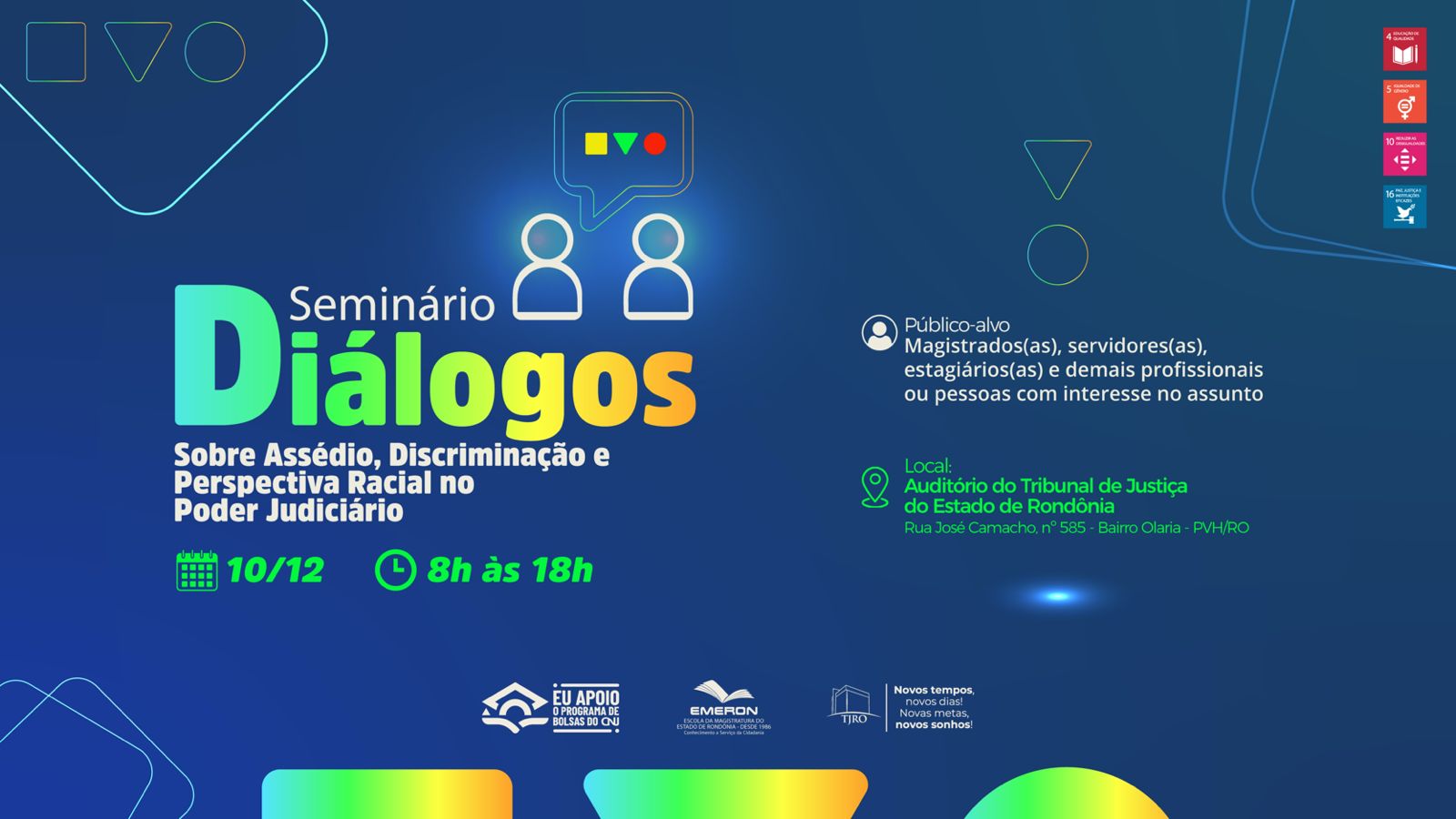 Emeron promove Seminário Diálogos sobre Assédio, Discriminação e Perspectiva Racial no Poder Judiciário - inscrições abertas